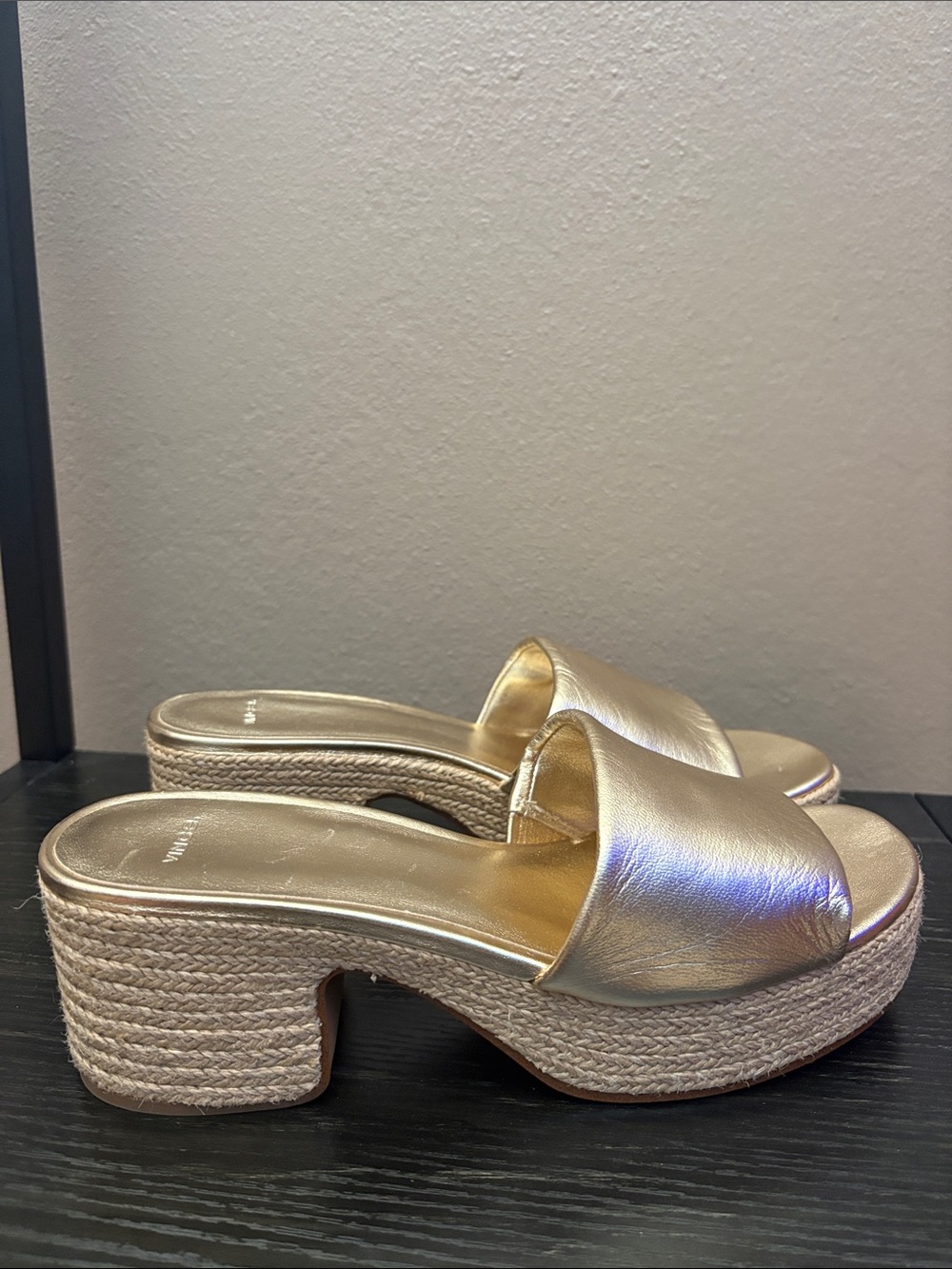 Vince Margo Metallic Gold Platform Slide Mules Size 8